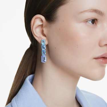 Millenia 드롭 이어링, 옥타곤 컷, 컬러 그라데이션, 블루, 로듐 플래팅 - Swarovski, 5696516