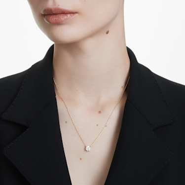 Colgante solitario Eternity, Diamantes creados en laboratorio (peso total de 1 quilate), Forma redonda, Oro amarillo de 14 quilates - Swarovski, 5696886