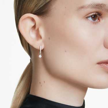 Eternity drop earrings, Lab-grown diamonds 0.7 ct tw, Round cut, 14K white gold - Swarovski, 5696891