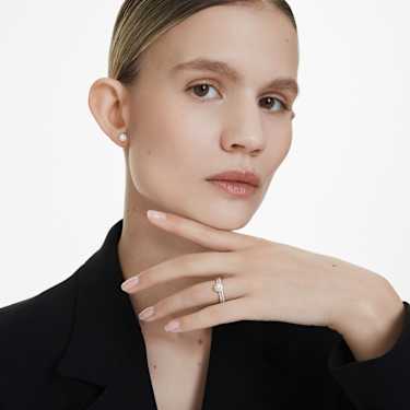 Eternity Haleli düğme küpe, Laboratuvarda üretilmiş elmaslar 0,45 karat toplam ağırlık, Yuvarlak şekil, Saf gümüş - Swarovski, 5697108