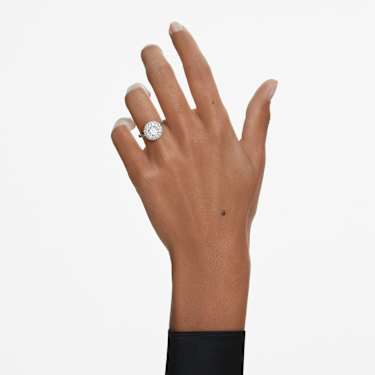 Eternity halo solitaire ring, Lab-grown diamonds 2 ct tw, Round shape, 14K white gold - Swarovski, 5697109