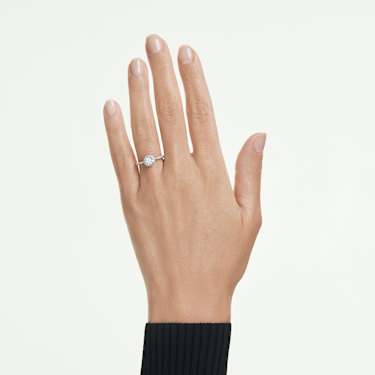 Eternity halo solitaire ring, Lab-grown diamonds 0.45 ct tw, Round shape, Sterling silver - Swarovski, 5697126