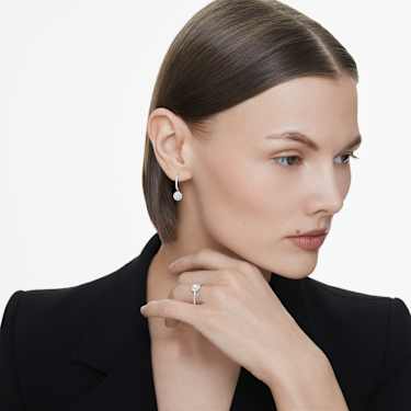 Eternity drop earrings, Lab-grown diamonds 1.1 ct tw, Round cut, 14K white gold - Swarovski, 5697131