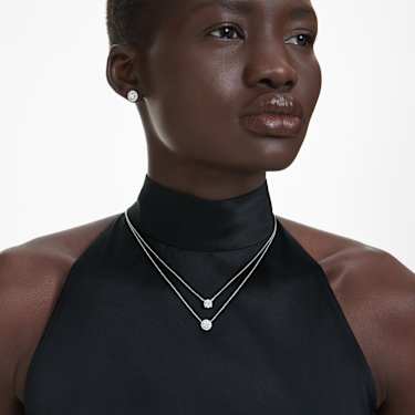 Naszyjnik z wisiorkiem typu solitaire Eternity, Diamenty laboratoryjne 1 karata, Kształt okrągły, 18K białe złoto - Swarovski, 5697765