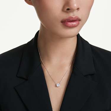 Eternity solitaire pendant, Lab-grown diamonds 0.5 ct tw, Round shape, 18K white gold - Swarovski, 5697767