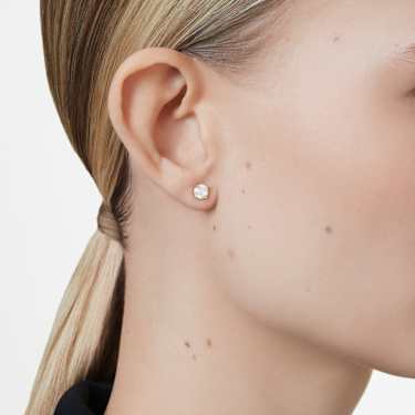 Eternity solitaire stud earrings, Lab-grown diamonds 1 ct tw, Round cut, 18K white gold - Swarovski, 5697773