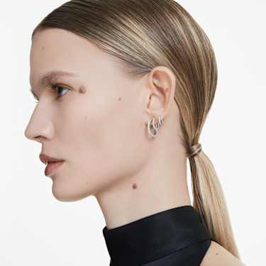 Eternity hoop earrings, Lab-grown diamonds 0.5 ct tw, Round shape, Large, 18K white gold - Swarovski, 5697775