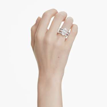 Hyperbola 個性戒指, 混合式切割, 白色, 鍍白金色 - Swarovski, 5698475