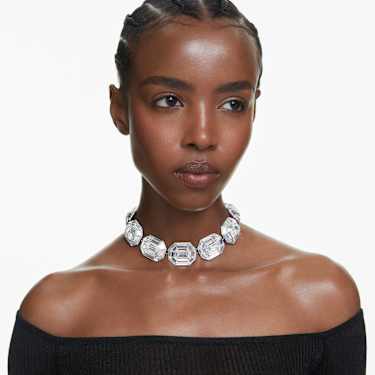 Lucent choker, Octagon cut, White, Rhodium plated - Swarovski, 5698527