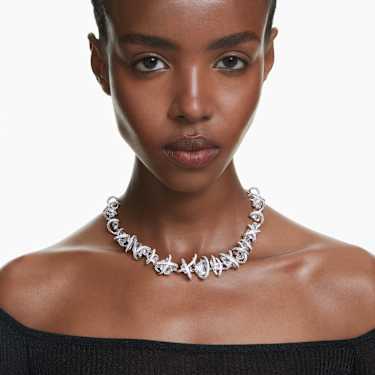 Collier Hyperbola, Tailles variées, Blanc, Métal rhodié - Swarovski, 5698546