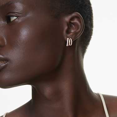 Hyperbola hoop earrings, Mixed cuts, Mini, White, Rose gold-tone plated - Swarovski, 5698702