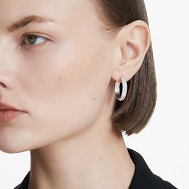 Pendientes de aro Eternity, Diamantes creados en laboratorio (peso total de 2 quilates), Talla redonda, Oro blanco de 18 quilates - Swarovski, 5699134