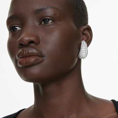 Boucles d'oreilles clip Sublima, Taille ronde, Medium, Blanches, Métal rhodié - Swarovski, 5699564
