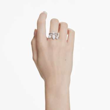Dextera Ring, Set (2), Kugel und Würfel, Weiß, Rhodiniert - Swarovski, 5701829