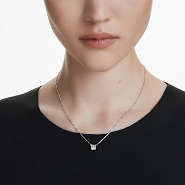 Pendentif Stilla Attract, Taille Carré, Blanc, Métal rhodié - Swarovski, 5701903