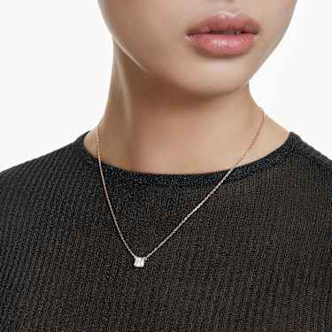 Stilla Attract ペンダント, スクエア・カット, ホワイト, ローズゴールドトーン・プレーティング | Swarovski