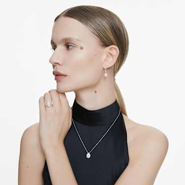 Inel solitaire halo Eternity, Diamante create în laborator 1.3 ct tw, Formă de pară, Aur alb 18K - Swarovski, 5702178