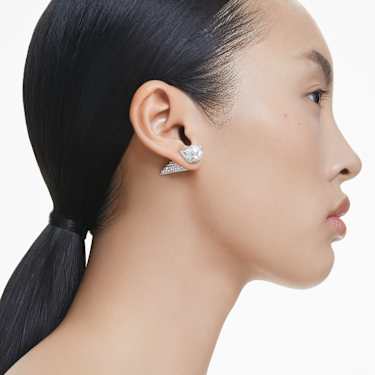Lucent 스터드 이어링, 파베, 스파이크, 화이트, 로듐 플래팅 - Swarovski, 5702789