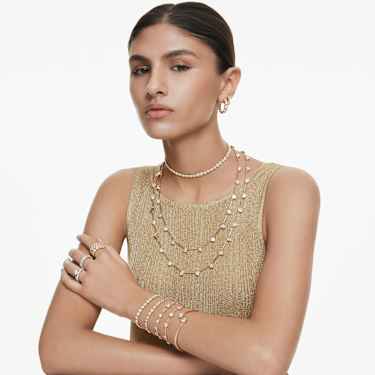 Braccialetto Imber, Tagli arrotondati misti, Bianco, Placcato color oro - Swarovski, 5705450