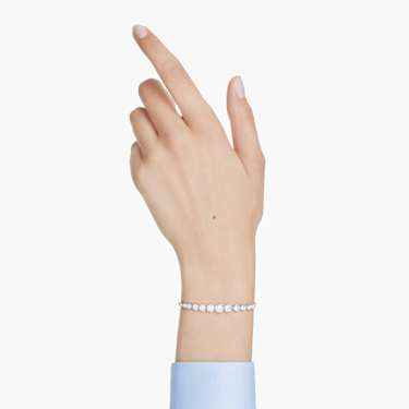 Imber Tennis Armband, Gemischte Rundschliffe, Weiß, Rhodiniert - Swarovski, 5705451