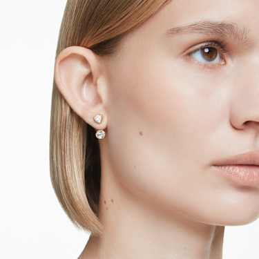 Imber earring jackets, Asymmetrical design, Mixed cuts, White, Gold-tone plated - Swarovski, 5705461