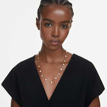 Collar Tennis Imber, Cierre magnético, Tallas mixtas, Blanco, Baño tono oro - Swarovski, 5705481