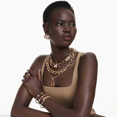Imber Tennis necklace, Magnetic closure, Mixed cuts, White, Gold-tone plated - Swarovski, 5705481