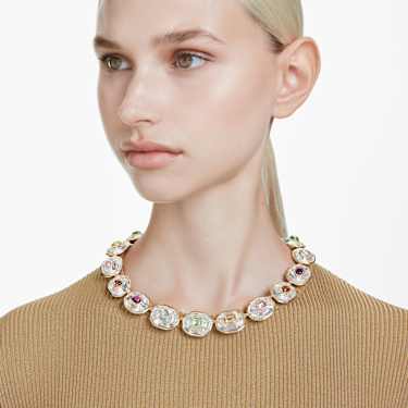 Chroma Tennis necklace, Octagon cut, Multicolored, Gold-tone plated - Swarovski, 5705587