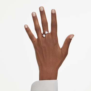 Mesmera Attract open ring, Heart cut, Pavé, Heart, White, Silver-tone finish - Swarovski, 5705591