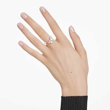 Constella open ring, Crystal pearl, Round cuts, White, Rhodium plated - Swarovski, 5705600