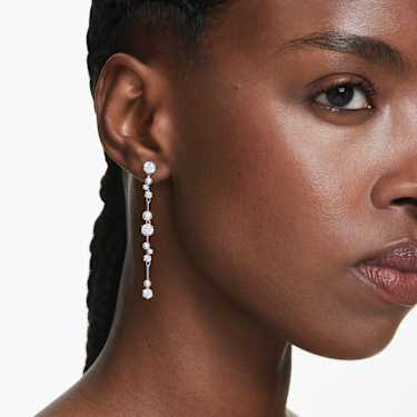 Pendants d'oreilles Constella, Crystal Pearl, Tailles rondes, Blanches, Métal rhodié - Swarovski, 5705614