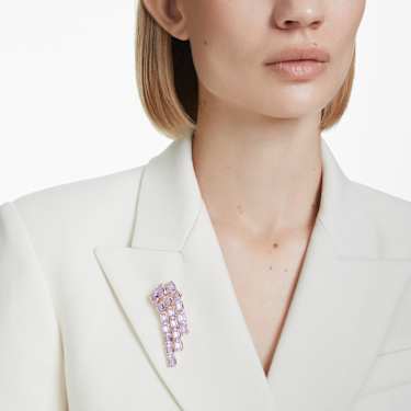 Broche Millenia, Taille octogonale, Violette, Doré à l’or 18 carats (750/1000) - Swarovski, 5705756