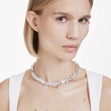 Millenia Tennis 네크리스, 옥타곤 컷, 화이트, 로듐 플래팅 - Swarovski, 5705757