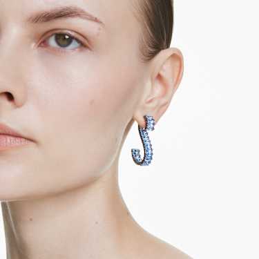 Matrix 드롭 이어링, 바게트 컷, 블루, 루테늄 플래팅 - Swarovski, 5705780