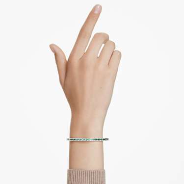 Matrix bangle, Baguette cut, Octagon shape, Green, Rhodium plated - Swarovski, 5705785