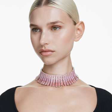 Matrix choker, Baguette cut, Pink, Rhodium plated - Swarovski, 5705800