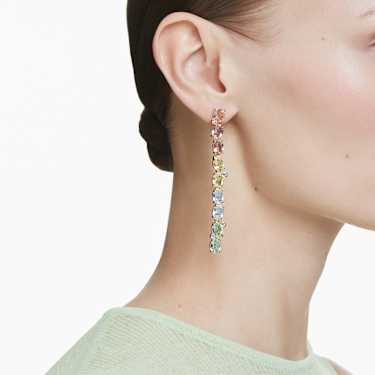 Gema Hängande örhängen, Asymmetrisk design, Blandade slipningar, Långa, Flerfärgade, 18K guldfinish - Swarovski, 5705809