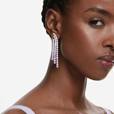 Matrix klipszes fülbevaló, Színátmenet, Körmetszéses, Lila, Ródium bevonattal - Swarovski, 5705831
