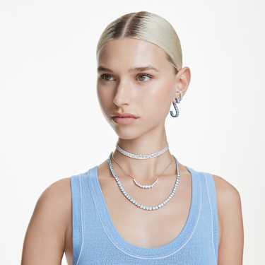 Manchettes d’oreilles Matrix, Taille ronde, Blanches, Métal rhodié - Swarovski, 5705835