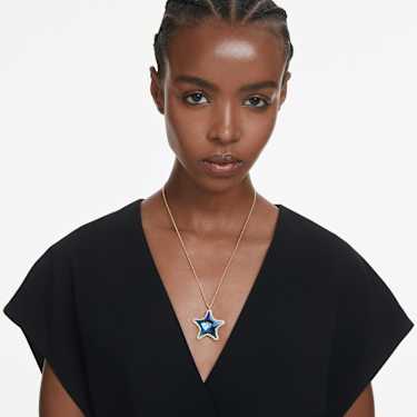SCS pendant, Starfish, Blue, Gold-tone plated - Swarovski, 5707049