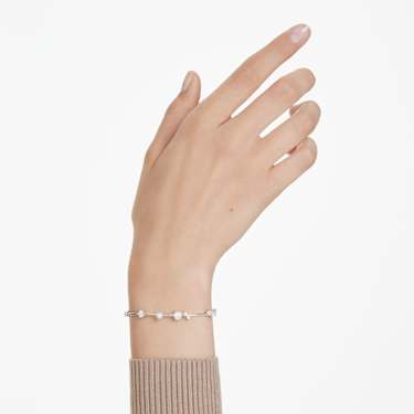 Bracelet Tennis Constella, Crystal Pearl, Tailles rondes, Blanc, Métal rhodié - Swarovski, 5707511