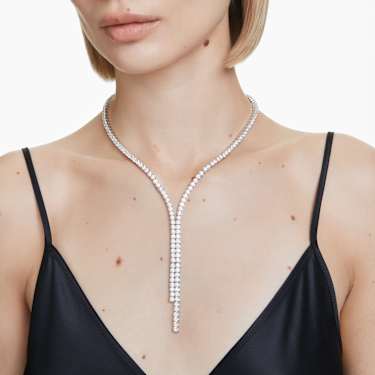 Matrix Y 네크리스, 라운드 컷, 화이트, 로듐 플래팅 - Swarovski, 5707988