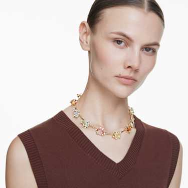 Gema necklace, Mixed cuts, Multicoloured, 18K gold finish - Swarovski, 5708027