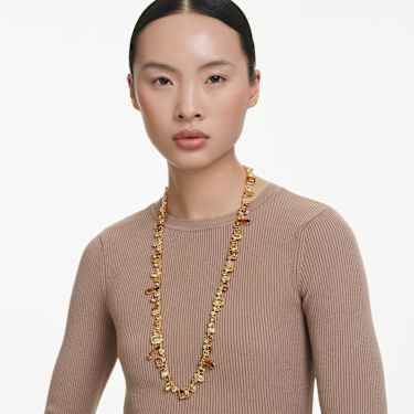 Gema lange Halskette, Verschiedene Schliffe, Gelb, Goldlegierungsschicht - Swarovski, 5708709