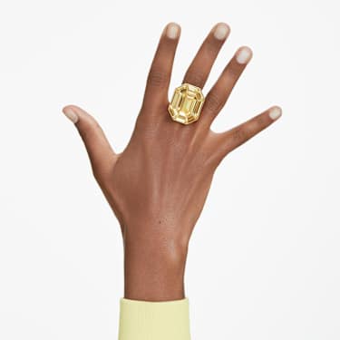Lucent cocktail ring, Octagon shape, Yellow, Gold-tone plated - Swarovski, 5708782