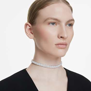 Matrix choker, Round cut, White, Rhodium plated - Swarovski, 5708936