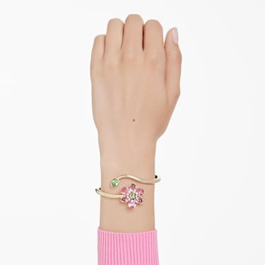 Idyllia bangle, Mixed cuts, Flower, Multicolored, Gold-tone plated - Swarovski, 5709028