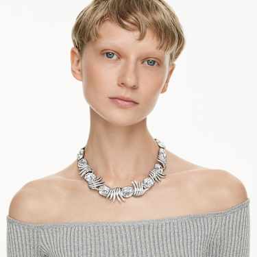 Náhrdelník The Vienna Collection, Pírko, Bílá, Pokoveno rutheniem - Swarovski, 5709259