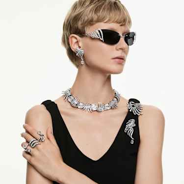 The Vienna Collection 耳廓耳环, 羽毛, 白色, 镀钌 - Swarovski, 5709265