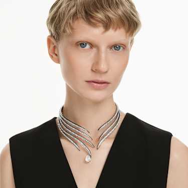 The Vienna Collection 束颈项链, 羽毛, 白色, 镀钌 - Swarovski, 5709270